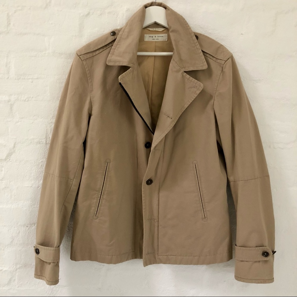 Men’s Rag & Bone Khaki Raincoat Size 40 Made in USA